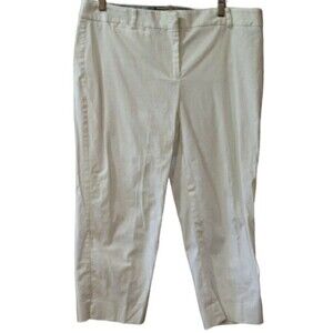 Talbots Vintage White Stretch Cotton Capri Pants Classic Cropped 14P